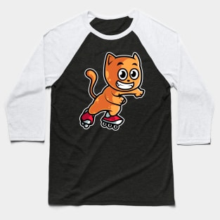 Orange Cat Retro Roller Skate product Baseball T-Shirt